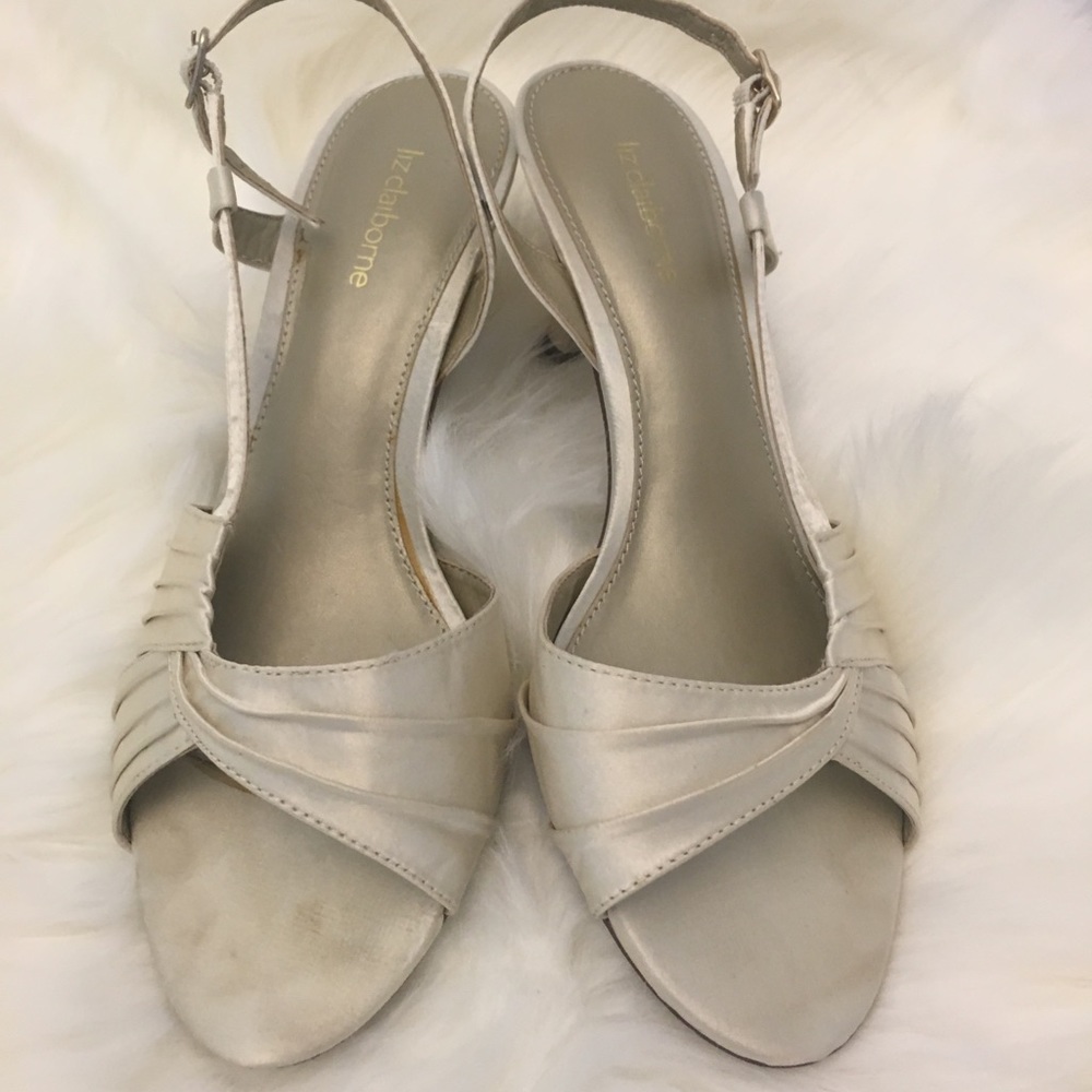 Liz Claiborne- Cream Satin -Open Toed -3 inch heel